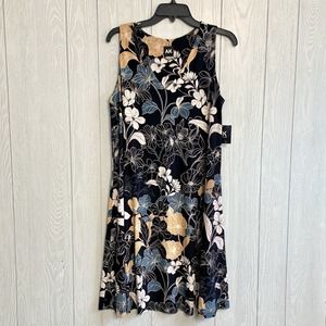 Anne Klein Black Floral Sleeveless Dress Size 10 NWT
